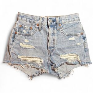 Levi’s 501 Women’s Denim Shorts W24 Blue High Rise Button Fly Jean Shorts